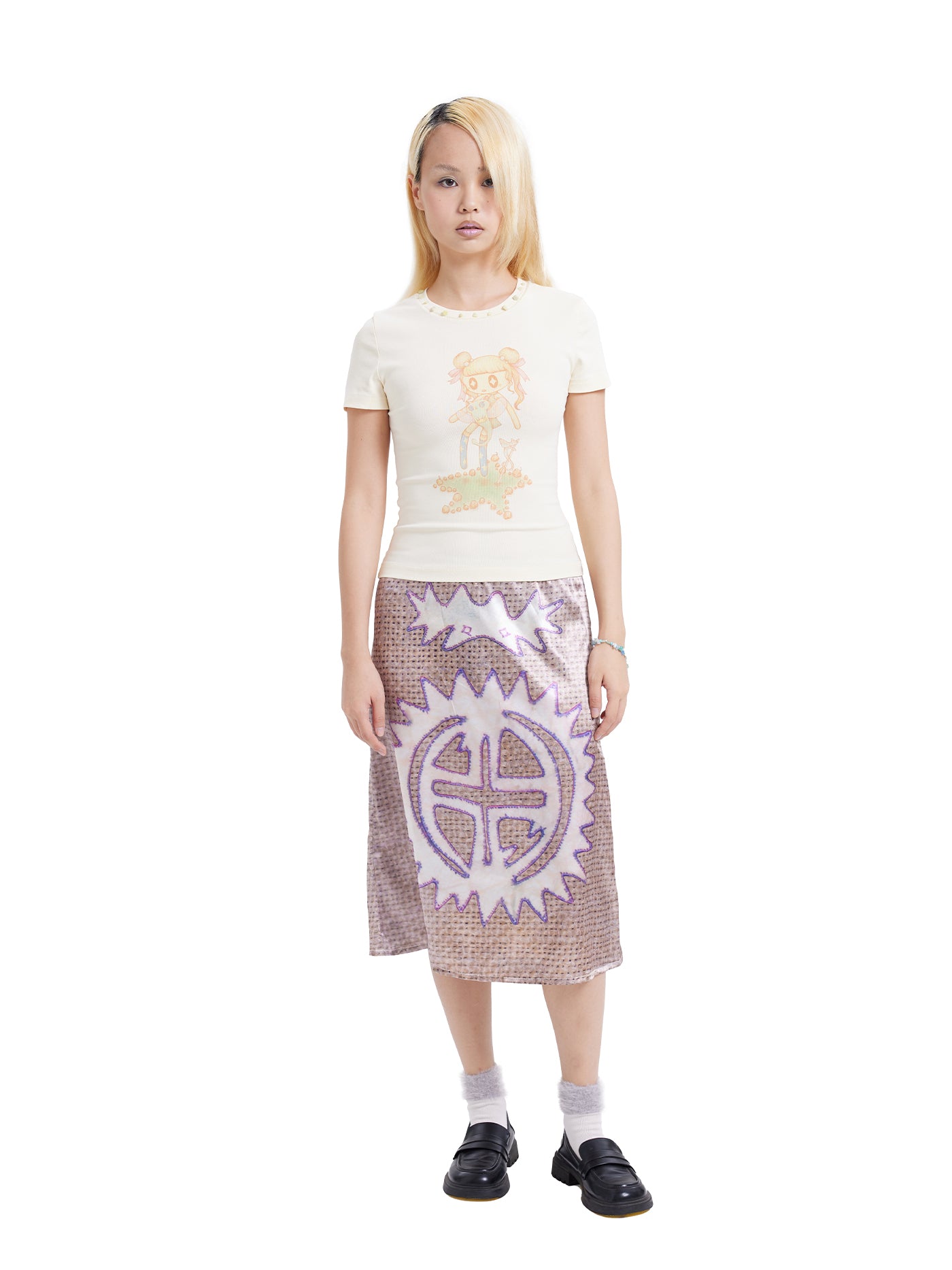 Mid totem print skirt