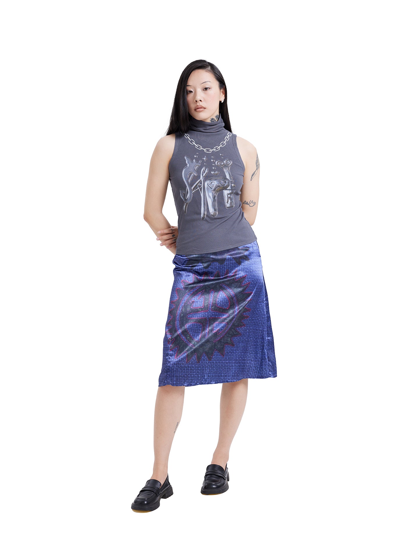 Mid totem print skirt